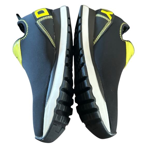 DKNY Jolie-Slip On Sneakers Neoprene Black Neon Yellow Logo NEW 6 - Picture 9 of 12
